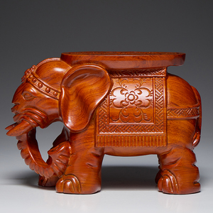 花梨木雕泰国大象摆件一对实木客厅风水象换鞋凳家用门口红木象凳