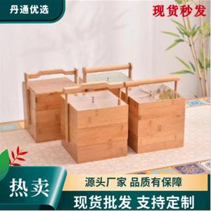 2024新款中国风木质手提盒新中式实木干果盒糕点礼品包装盒木制收