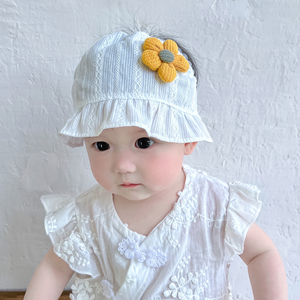 婴儿帽子夏季薄款女宝宝护卤门透气空顶新生儿胎帽婴幼儿遮阳气门