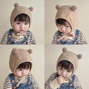 可爱萌萌哒i韩国婴儿帽子春秋薄款棉0-6个月男宝