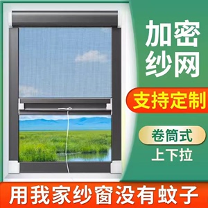 纱窗上下拉式隐形纱窗卷轴推拉式阳台铝合金纱窗网窗户沙窗网沙窗