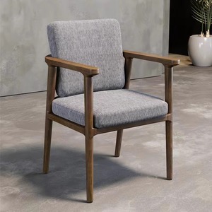 北欧实木椅子靠背餐椅家用休闲麻将椅扶手椅会议办公椅茶椅学士椅
