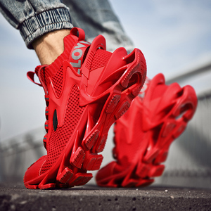 乔丹联名男鞋2024新款夏季透气飞织网面刀锋红色增高男士跑步运动
