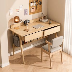 曲美家居实木腿书桌学生家用学习写字桌简易小型办公桌现代简约卧