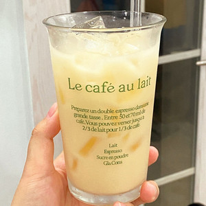 字母玻璃杯ins风开口杯简约家用透明水杯简约咖啡奶茶早餐牛奶杯