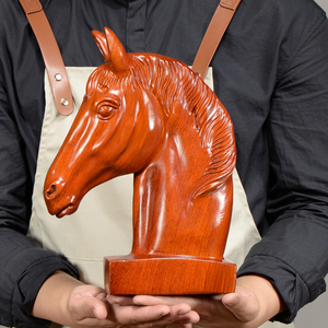 花梨实木雕刻马头摆件木头根雕十二生肖马到成功红木质装饰工艺品