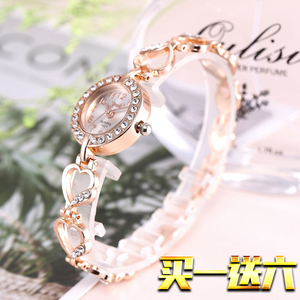 手表女款玫瑰金学生手链式韩版时尚镶钻高级感小众轻奢机械石英表