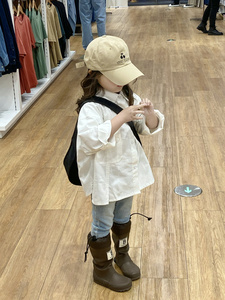 巴拉巴柆清货韩版女童纯色不规则衬衫外套洋气休闲长袖弹力牛仔裤