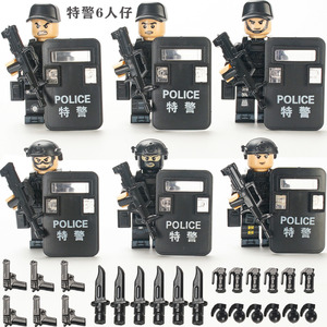 适用乐高小人军事特种兵特警小人城市警察人偶吉普车拼装男孩玩具