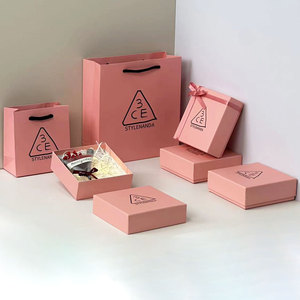 3CE专柜购物袋 粉色手拎袋 小号纸袋 眼影口红礼品袋购物袋中号袋