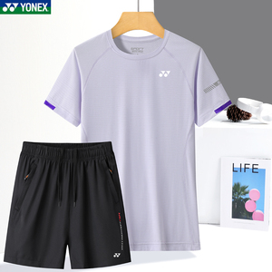 尤尼克斯羽毛球服夏季透气短袖女户外跑步速干运动裤圆领休闲套装