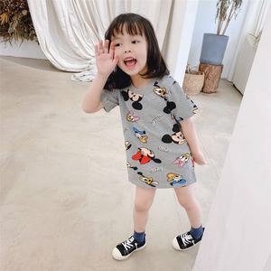 女童短袖连衣裙2024新款夏季宝宝卡通米奇t恤裙中小童洋气卫衣裙