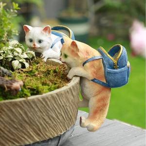 庭院花园花盆鱼缸可爱猫咪创意背包小装饰品礼品树脂挂件盆挂摆件