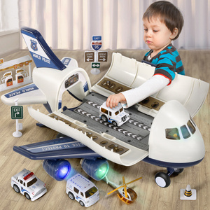 儿童玩具飞机耐摔合金小汽车套装超大号收纳客机男孩早教音乐模型