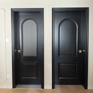 黑色复古法式纯实木烤漆卧室内套装房间门美式生态厨卫厕所门定制