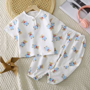 儿童睡衣婴儿服装宝宝夏季薄款纱布家居服套装男童女童纯棉空调服
