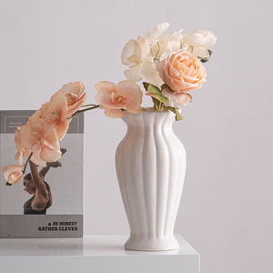 简约北欧美式白色宽口陶瓷高级感大花瓶摆件创意客厅家居玫瑰插花