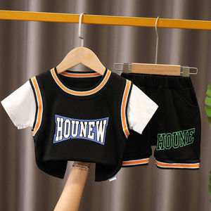 韩系男童套装夏24新款帅气中小儿童篮球服5运动短裤3岁宝宝短袖潮