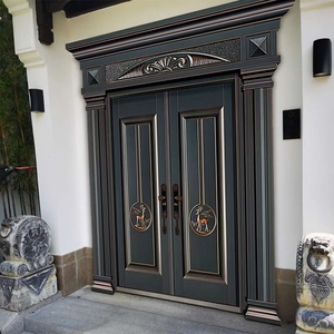 别墅大门堂屋入户门进户家用防盗门四开中式进户门农村锌合金庭院