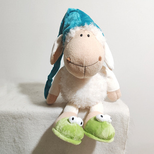 外贸瞌睡羊多利羊睡帽羊毛绒玩具软体儿童布娃娃公仔睡觉抱枕