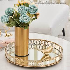 欧式圆筒金属电镀花瓶摆件客厅样板房金色铁艺插花器轻奢软装饰品