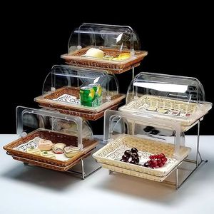 三层面包点心架蛋糕水果篮带盖茶歇自助餐台食物展示架甜品托盘
