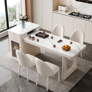 小岛台餐桌一体岛台餐桌一体奶油风可伸缩多功能家用现代简约小户