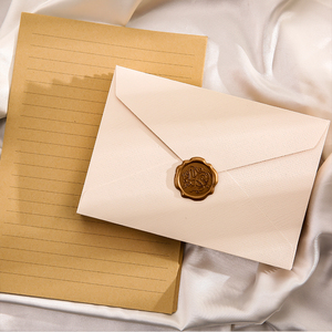 加厚麻布纹信封信纸套装送男女表白情书特种纸火漆印生日礼物信纸