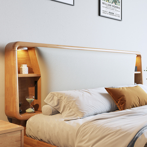 喜临门全实木硬板床三人床加宽2米x2米大床200×220老式硬板床架