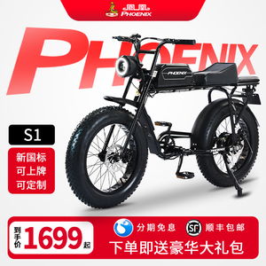 凤凰super73复古新国标电动自行车小型代步锂电池助力电瓶电动车