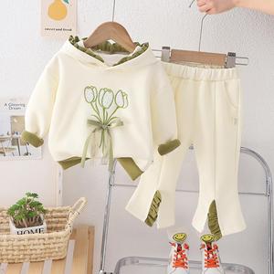 巴拉巴柆婴儿衣服春季韩版甜美小香风纯棉卫衣分体套装一周岁女宝