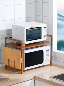 IKEA宜家楠竹微波炉置物架厨房收纳架家用台面烤箱架调味品架实木