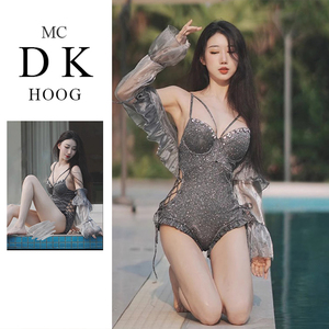 MC DK HOOG星河泳衣女ins性感长袖分体两件套三角游泳衣温泉泳装