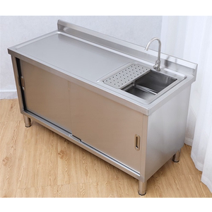 户外不锈钢水池柜式带隔层阳台洗衣池带平台水槽柜储物柜洗手池