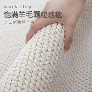 新西兰进口羊毛地毯客厅纯色茶几毯卧室新款轻奢高级纯色混纺编织