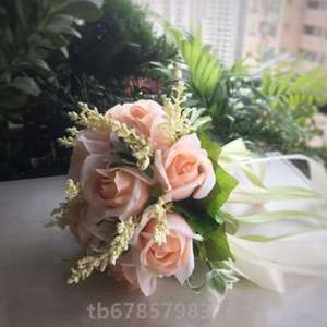 韩式婚礼森系结婚高级玫瑰绒布仿真花道具拍照手捧花]红色新娘感
