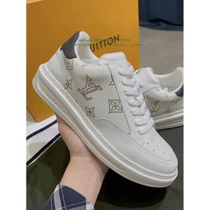 法国采购louis vuitton/路易威登男士小白鞋 圆头系带lv休闲男鞋