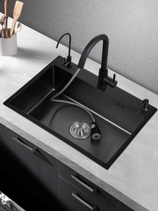 申鹭达纳米厨房水槽单槽手工加厚304不锈钢黑色家用洗菜盆 大洗碗