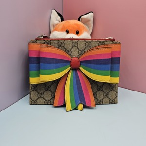 二手 古驰彩虹蝴蝶结手拿包 成色99新_阿里巴巴找货神器