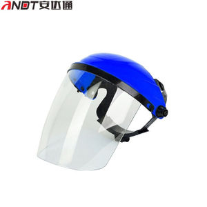 安达通电焊面罩防护面罩透明头戴式烧焊工氩弧焊眼镜防烤脸蓝顶透