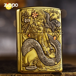 zippo打火机原装正品diy鬼王艺伎刀姬浮雕盔甲机煤油防风送男士