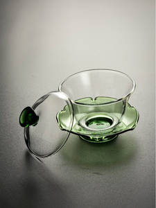 加厚玻璃盖碗荷叶泡茶碗透明泡茶杯高档茶具大号琉璃不烫手三才碗