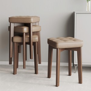 IKEA宜家实木软包餐椅家用凳子现代简约木椅子客厅板凳可叠放餐桌