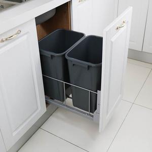 厨房高身抽拉嵌入隐藏式厨余垃圾桶橱柜拉篮干湿分离大号连门家用
