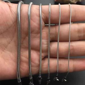 Titanium steel solid round snake bone chain necklace