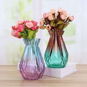 彩色玻璃花瓶批发客厅摆件插花水培绿萝简约现代欧式创意玻璃花瓶