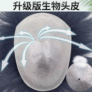 生物头皮假发男全真发超薄头顶光头补发片隐形无痕背头前额短直发