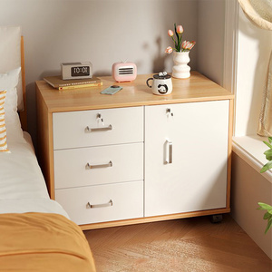 床头柜现代简约带锁可移动床边收纳储物边几床头置物架斗柜矮柜子