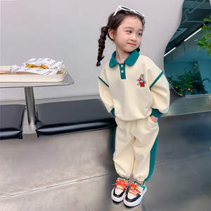 巴拉巴柆儿童套装女童洋气时髦运动外套2024新款八岁女孩春秋套装