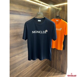 欧洲直邮代购蒙口字母刺绣丝光棉新款休闲圆领短袖t恤半袖男装